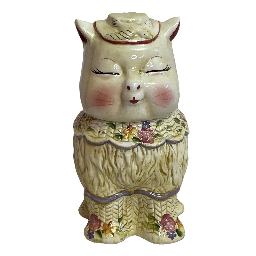 Vintage Cat Cookie Jar PUSS 'N BOOTS Ceramic Hand Painted BLOCK Classics Grandma